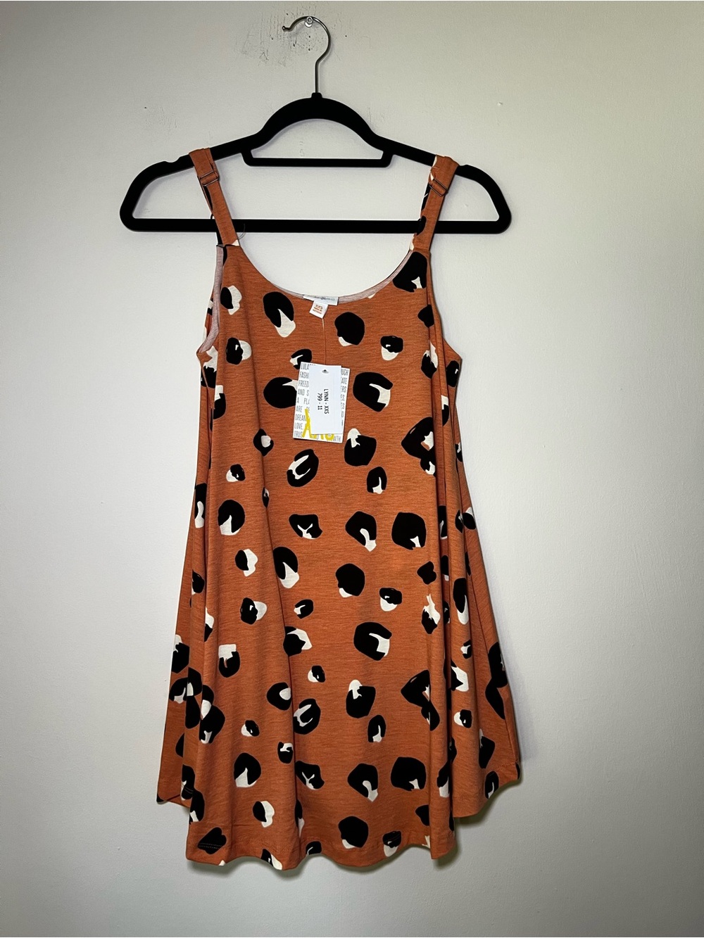 LuLaRoe Lynn Orange Leopard Print Romper Dress